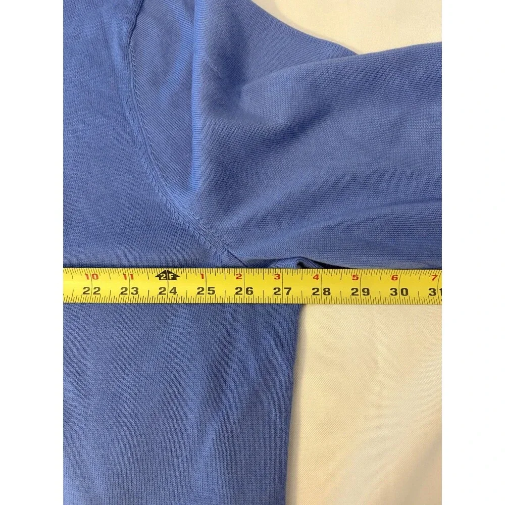 LANDS END Men's V-Neck Pullover Sweater 3XL Blue Lightweight Cotton Knit Classic